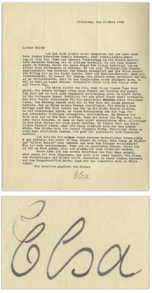 Elsa Einstein autograph
