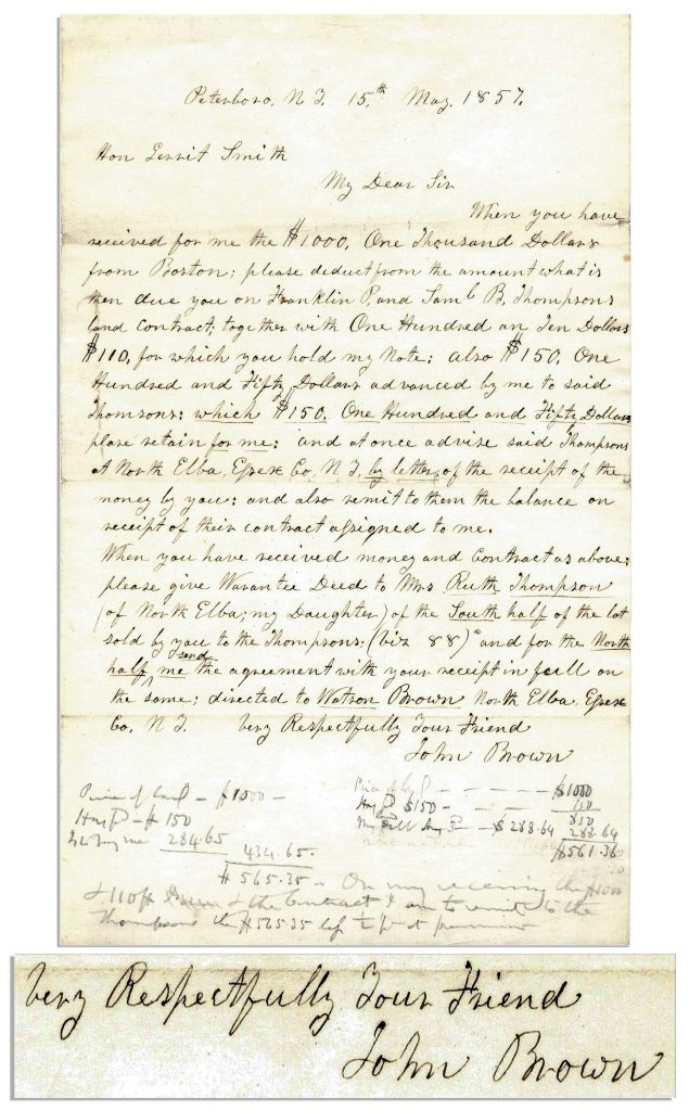 John Brown signed letter