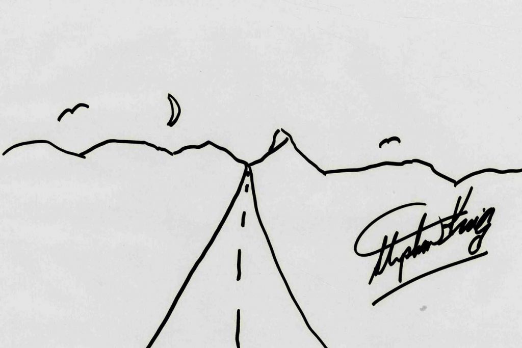 Stephen King signed sketch drawing