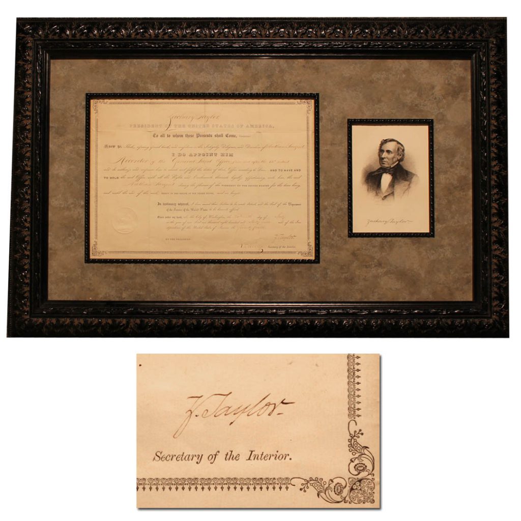 Zachary Taylor signed document as President 