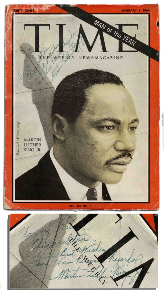 Martin Luther King signed Time magazine