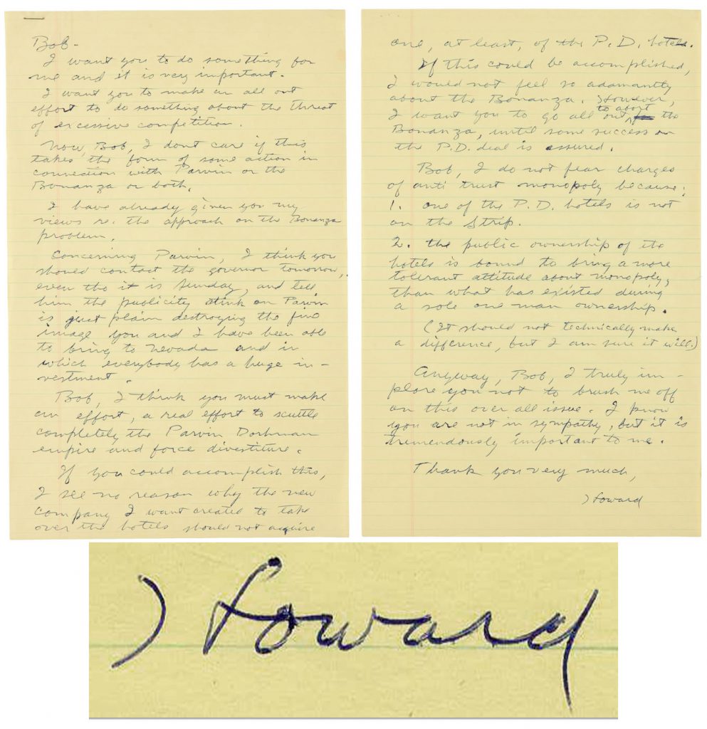 Howard Hughes signed letter 