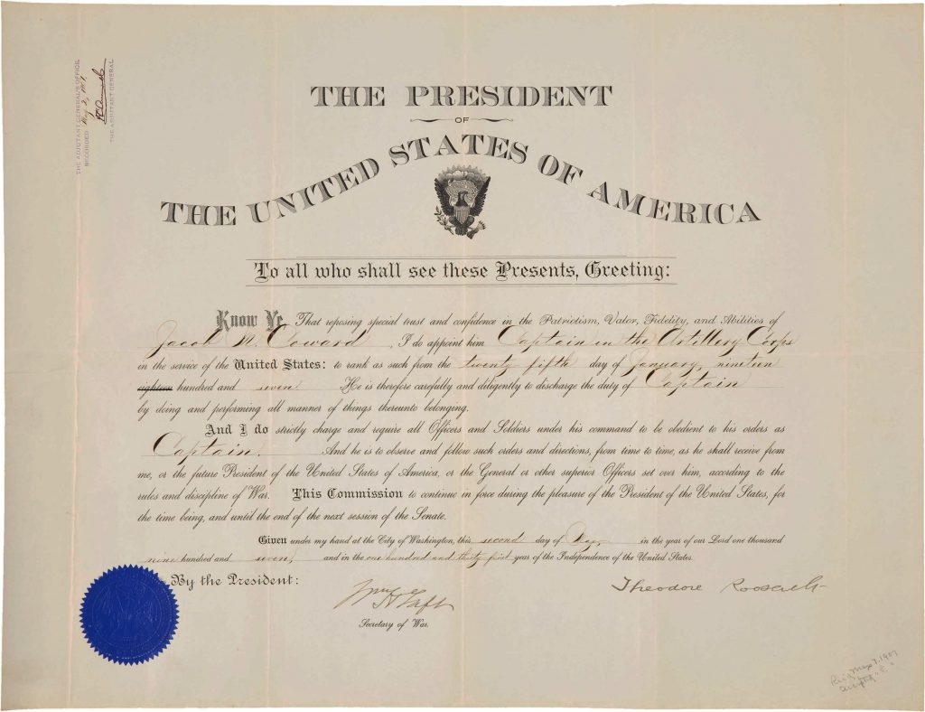 Theodore Roosevelt William H Taft signed document