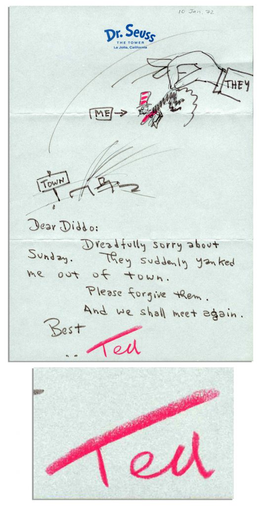 Dr Seuss Cat in the Hat original drawing