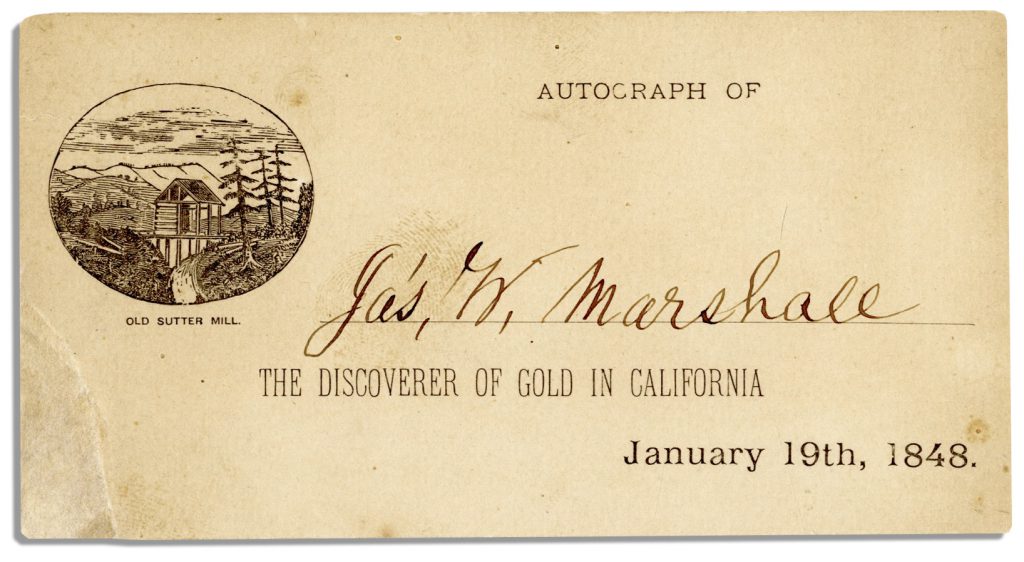 Discoverer of Gold in California James W Marshall card