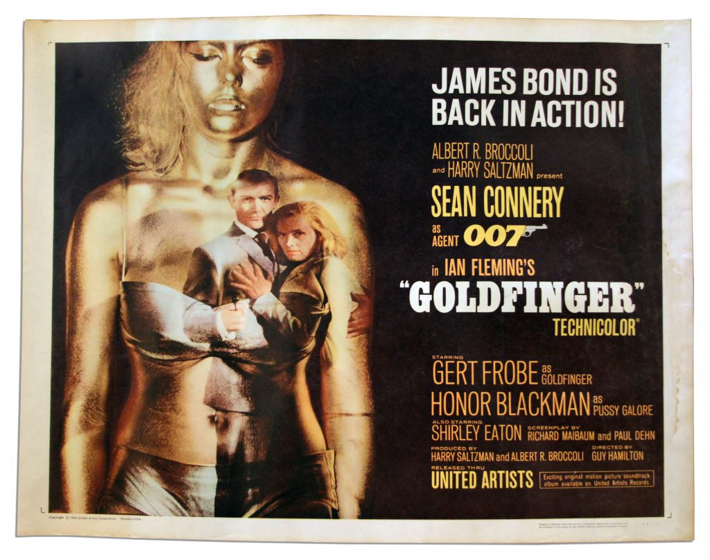 James Bond Goldfinger Half Sheet Movie Poster