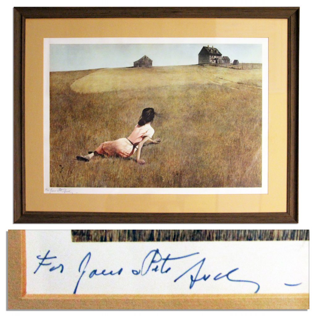 Andrew Wyeth signed Christinas World postcard
