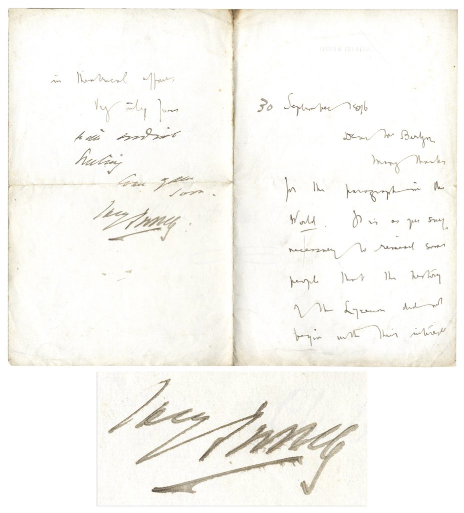 Bram Stoker signed letter