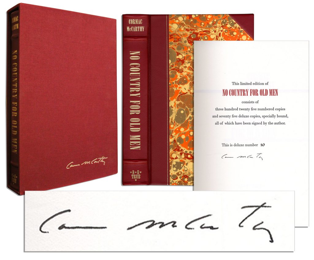 Cormac McCarthy No Country For Old Men signed