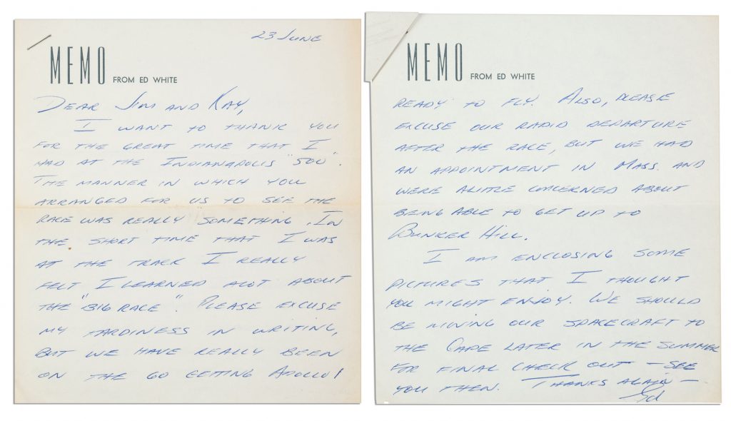 Ed White signed letter