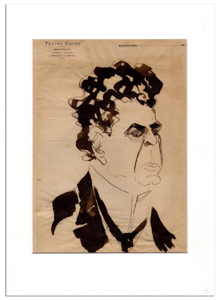  Enrico Caruso drawing sketch signed 