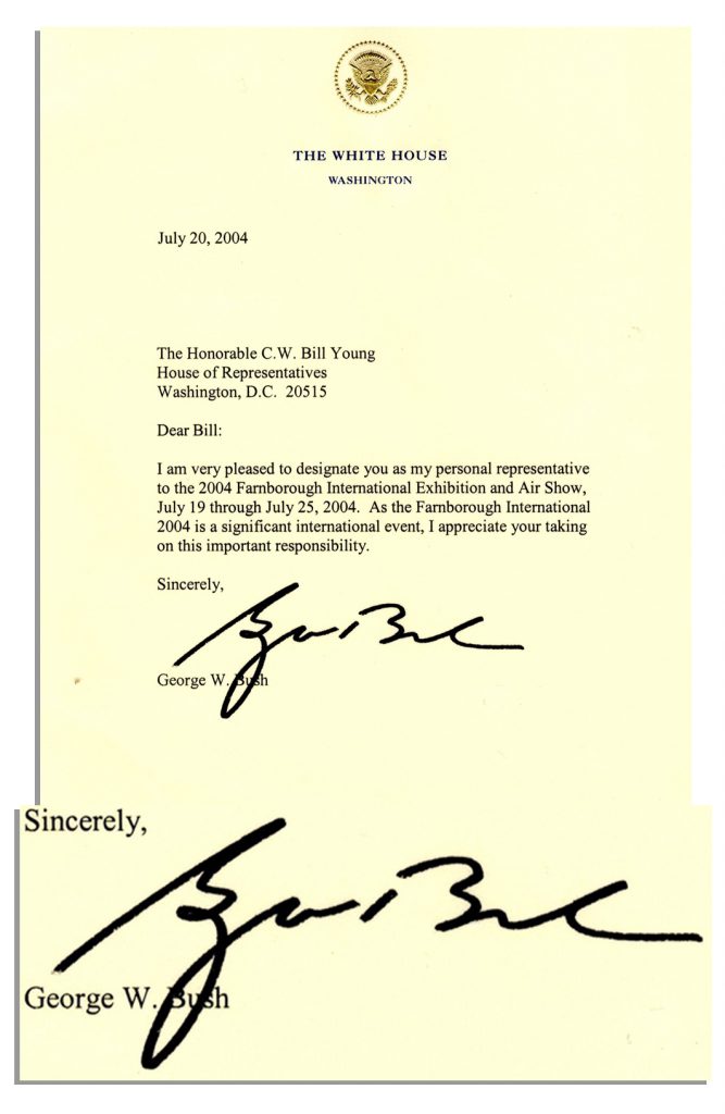 George Bush signed appointment document