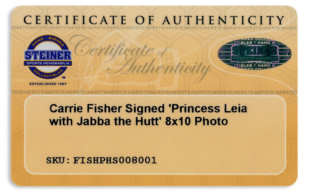 Carrie Fisher bikini Princess Leia signed photo