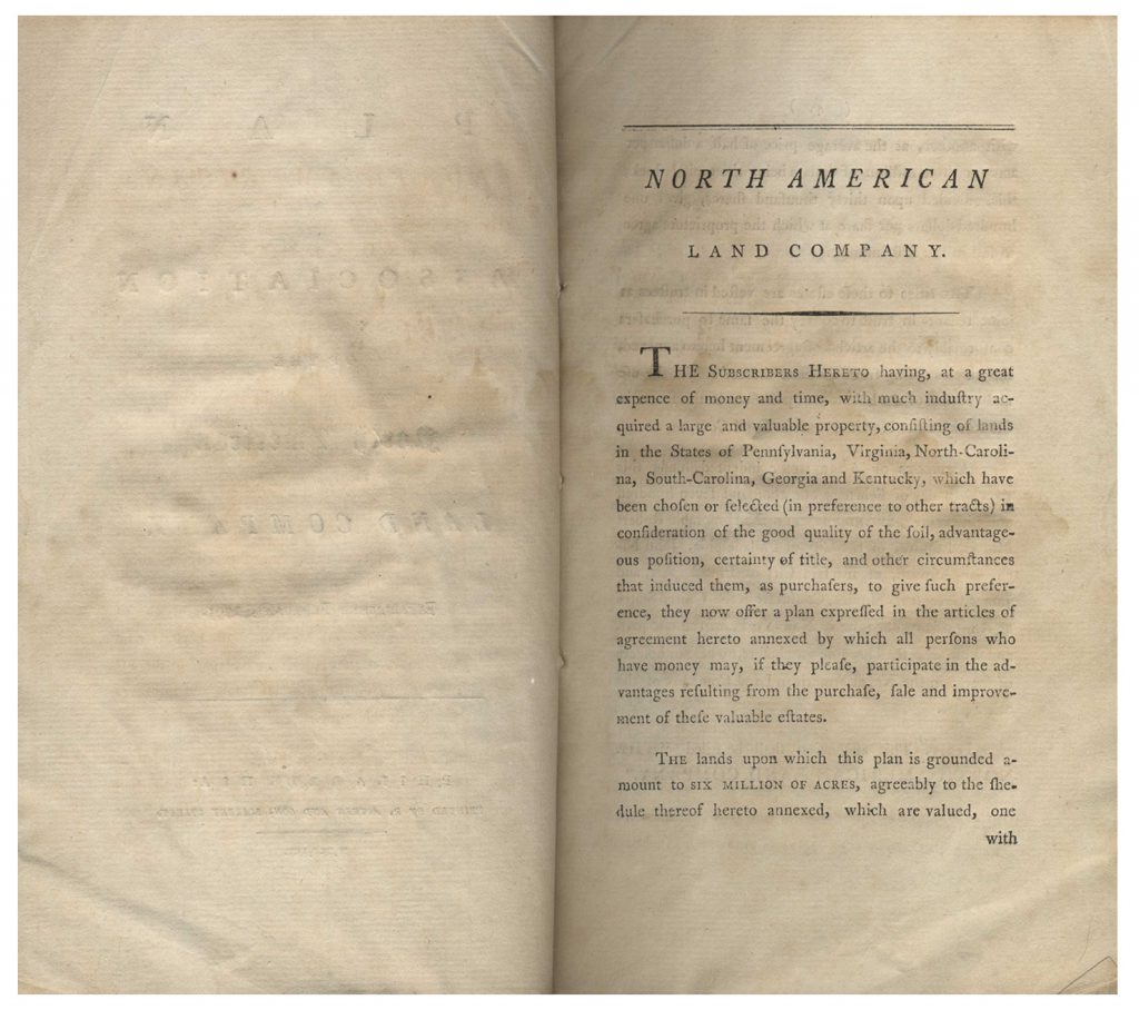 North American Land Company 1795 prospectus book