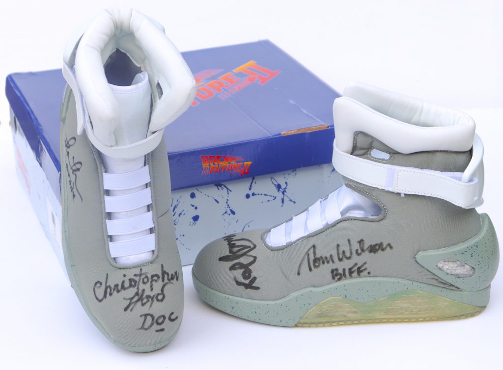 Back to the Future cast signed Marty McFly shoes