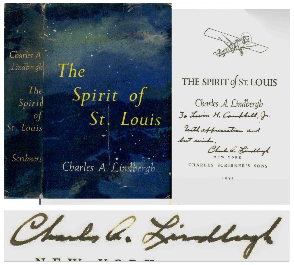 Charles Lindbergh Spirit of St Louis plane photo signed