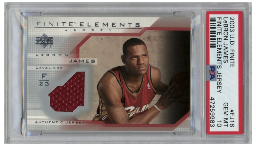 2003 UD LeBron James Finite Elements Jersey PSA 10