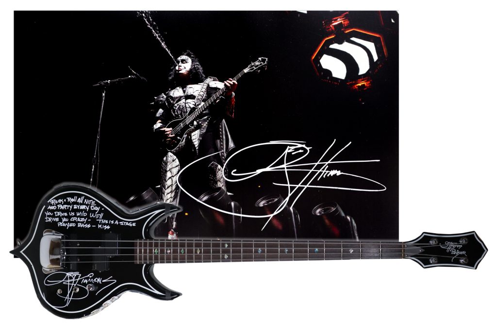 Gene Simmons KISS stage played signed bass guitar