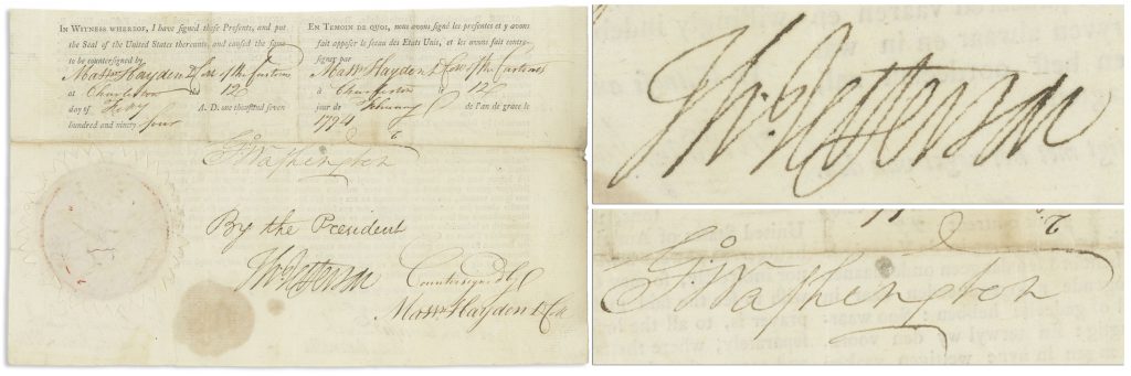 Thomas Jefferson George Washington signatures