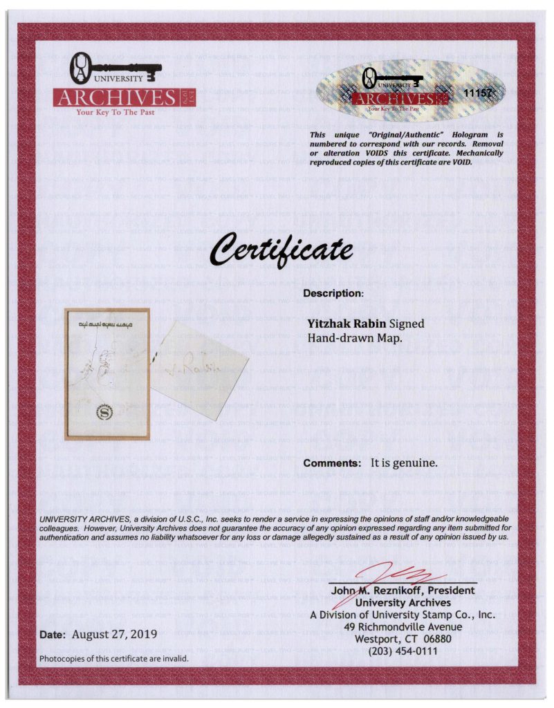 Yitzak Rabin signed Oslo Accords Israel map 
