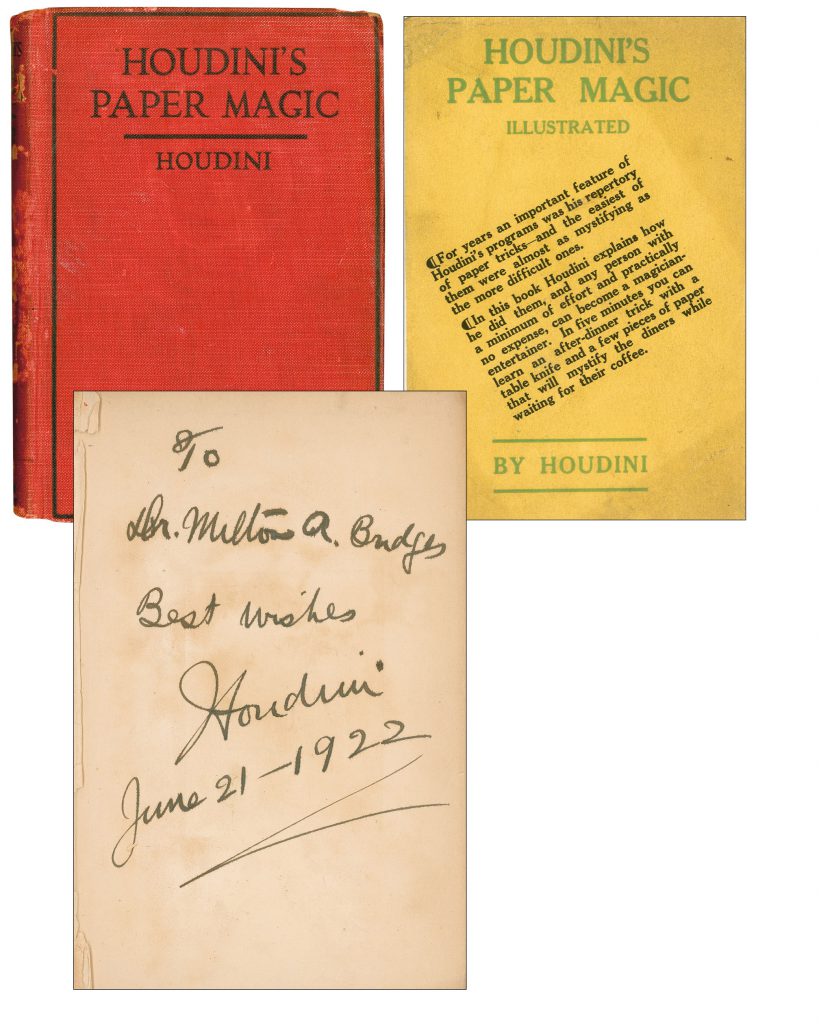 Harry Houdini signed Houdini's Paper Magic book
