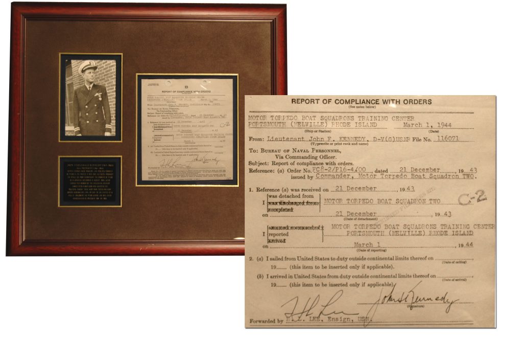 John F Kennedy signed PT-109 document