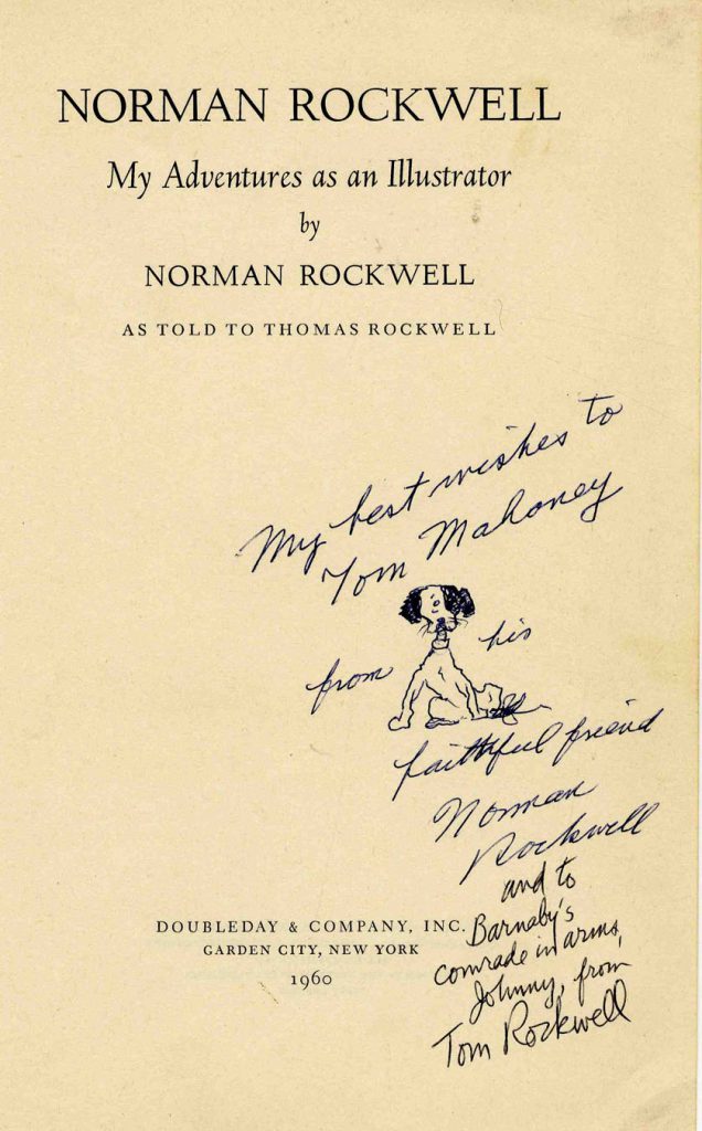 Norman Rockwell dog drawing signed