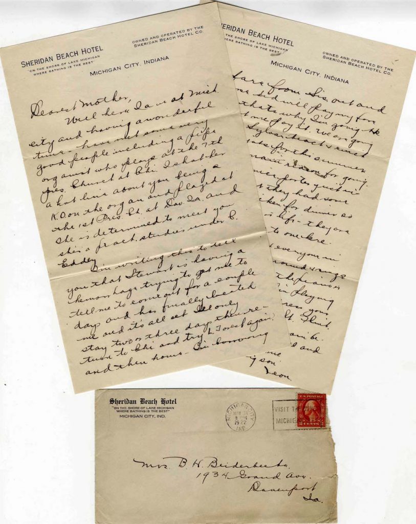 Bix Beiderbecke signed letter