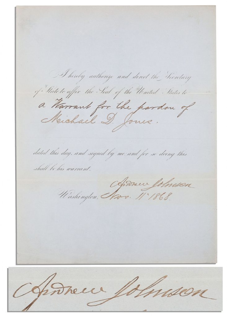 Andrew Johnson signed CDV carte de visite