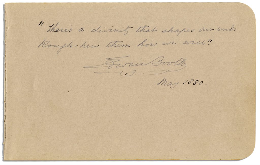  Edwin Booth autograph letter signed