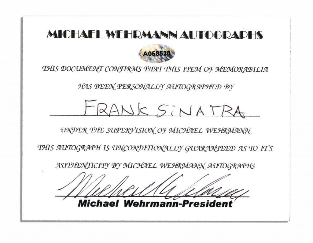 Frank Sinatra autograph