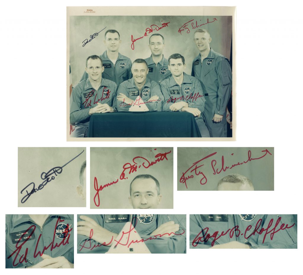 Apollo 1 crew Chaffee Grissom White signed photo