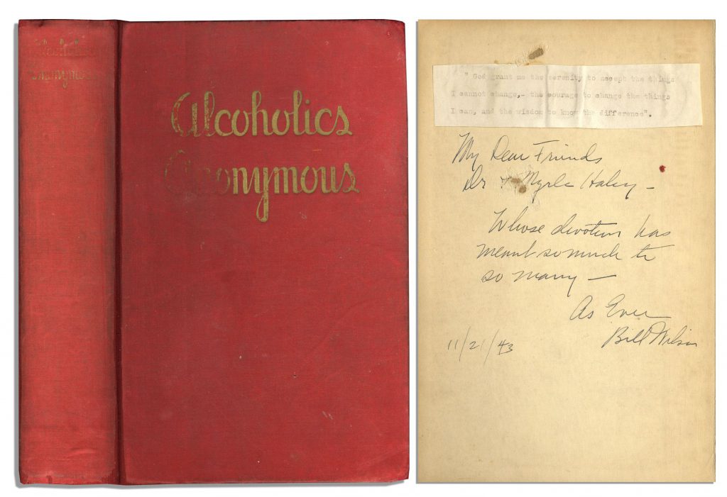 Bill Wilson signed Living with an Alcoholic book 