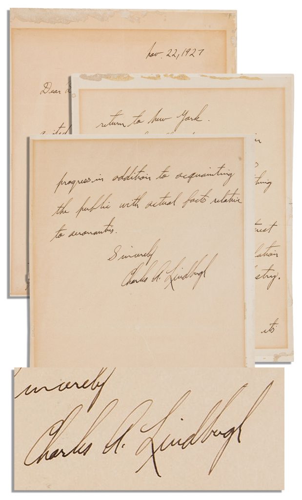 Charles Lindbergh autograph letter signed