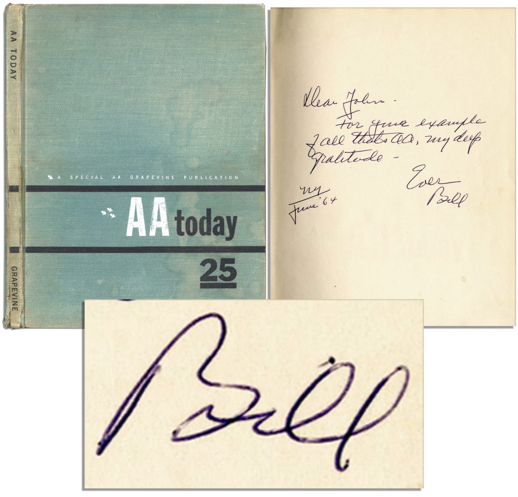 Bill Wilson signed Living with an Alcoholic book 