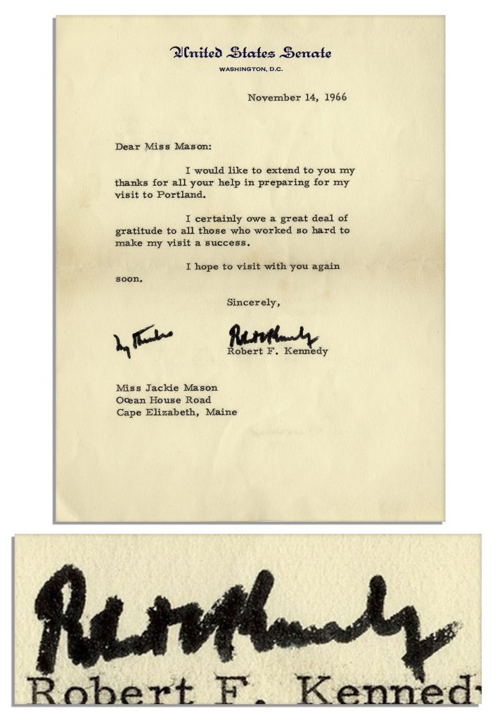  Robert Kennedy signed letter