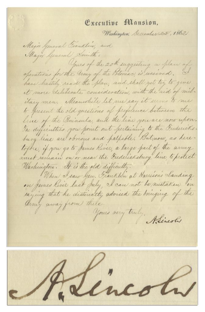 Abraham Lincoln autograph endorsement signed