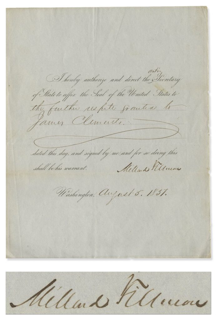 Millard Fillmore autograph letter signed as President