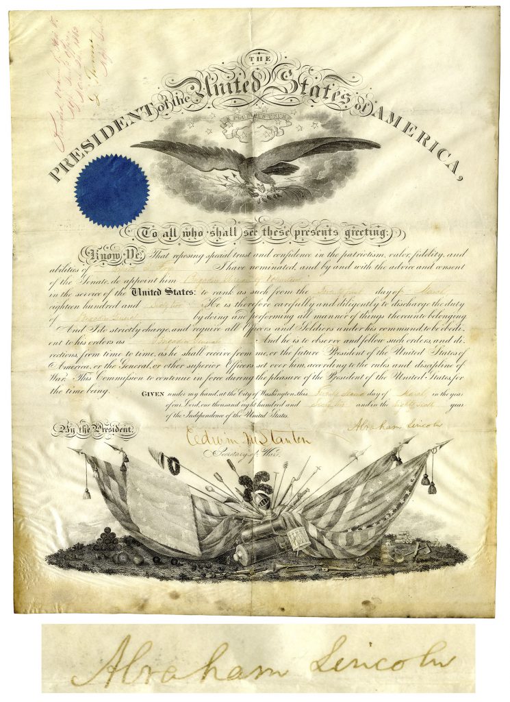 Abraham Lincoln appointment document signed