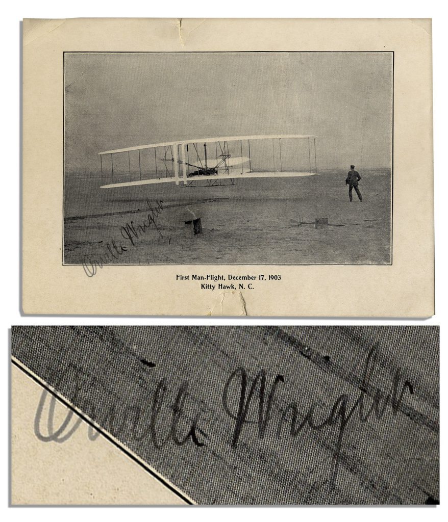 Orville Wright signed 1st flight Kitty Hawk photo