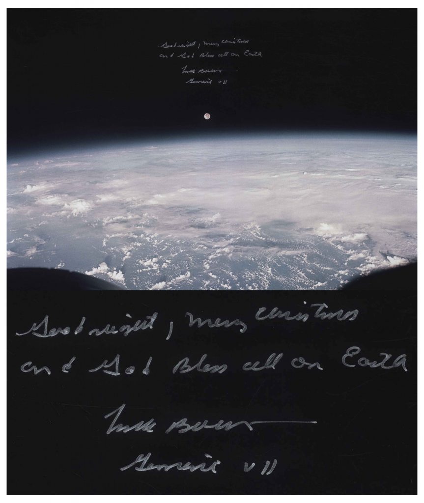 Frank Borman signed Robbins medal photo