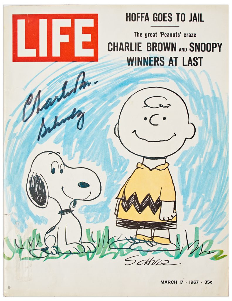 Charles Schulz signed 1967 Peanuts LIFE magazine sold for $4,760 at auction