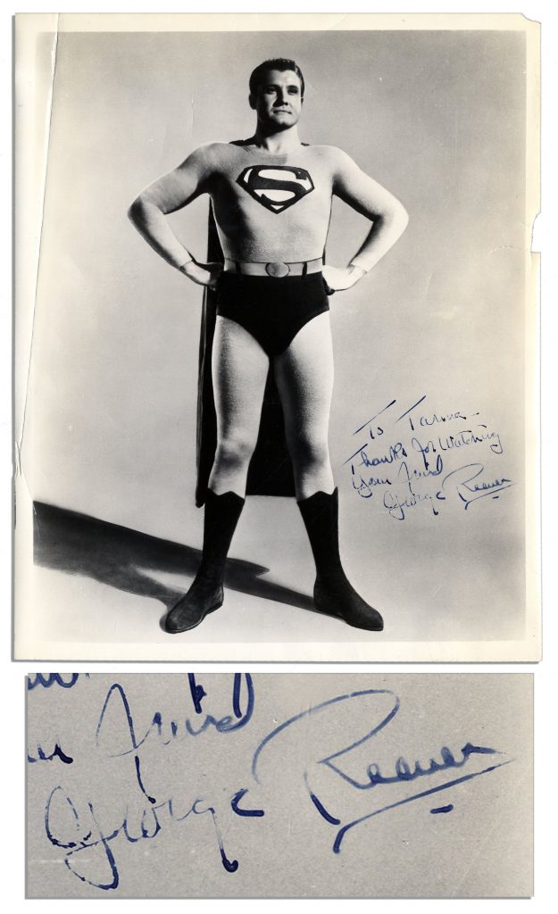 Christopher Reeve color signed photo as Superman