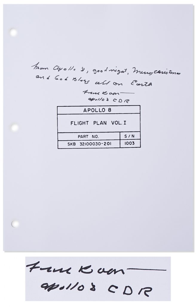 James Lovell signed original final Apollo 8 flight plan