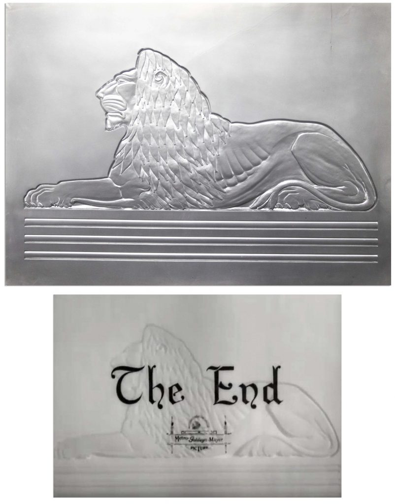 Original glass transparency MGM The End lion plate