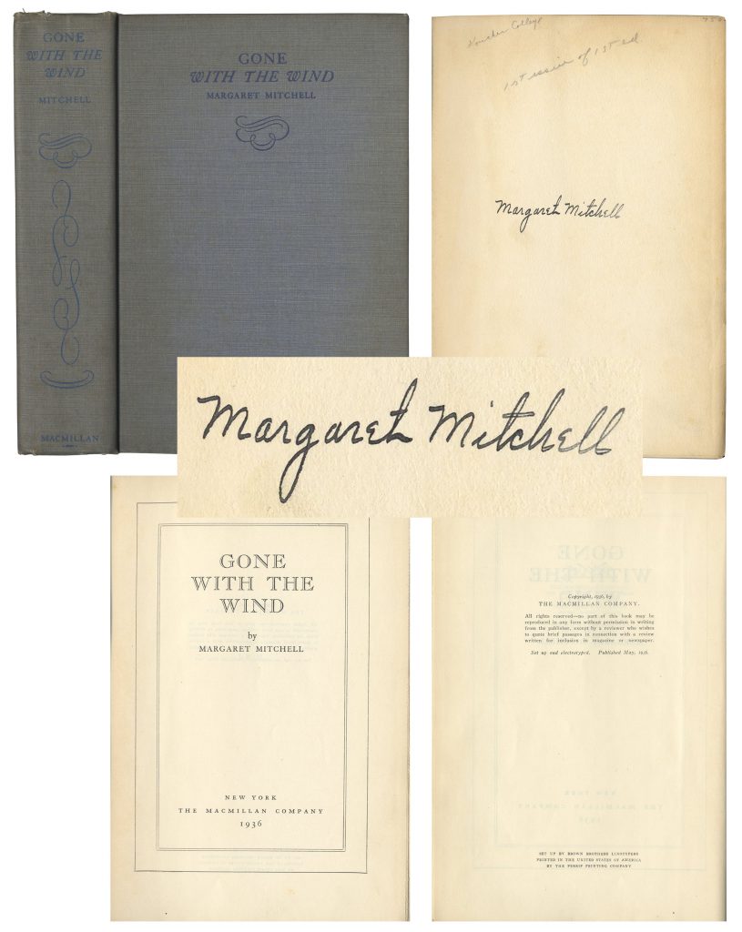 Gone with the Wind 1st edition dust jacket w signed Mitchell book