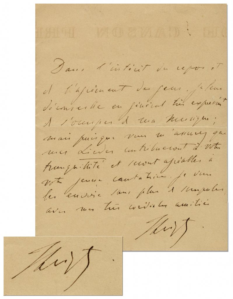Gustav Mahler musical quote signed on his photo