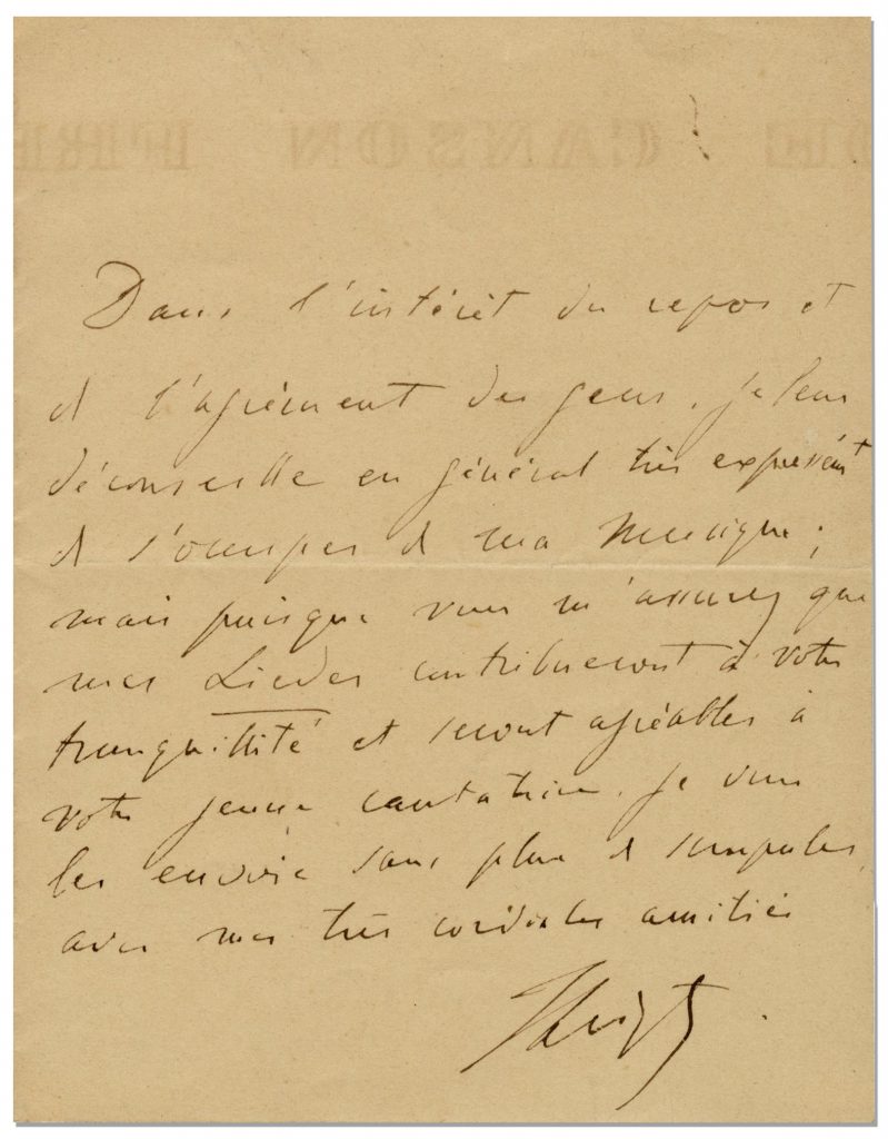 Gustav Mahler musical quote signed on his photo