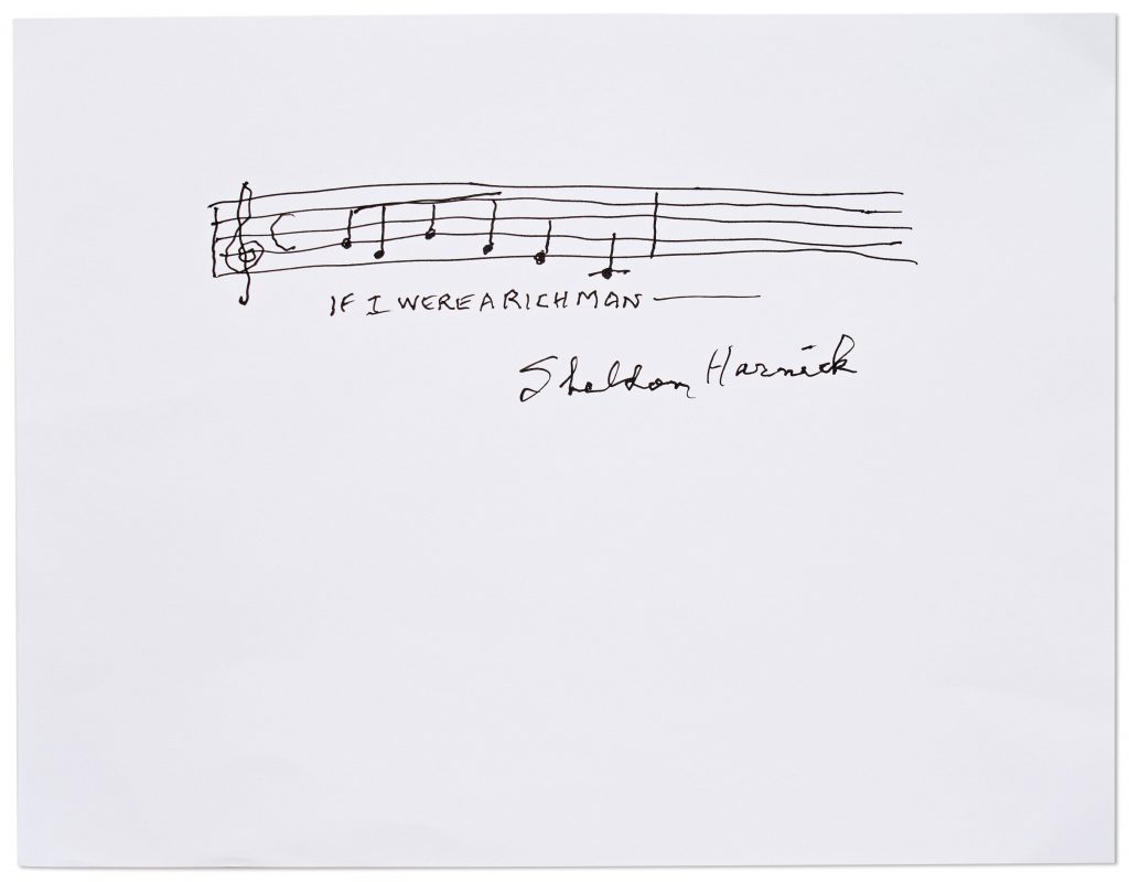 Sheldon Harnick Fiddler on the Roof music quotation signed
