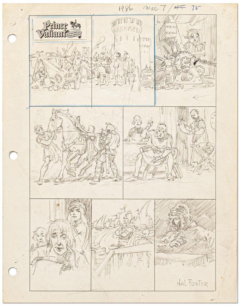 Hal Foster Prince Valiant Preliminary Pencil Comic Art